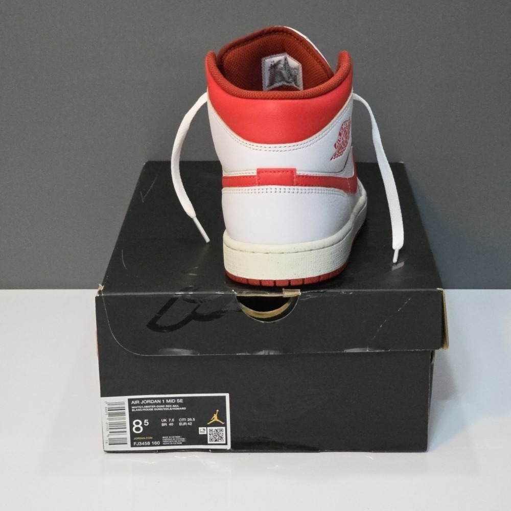 Air Jordan 1 Mid SE White/lobster Red - Sail Men's Size US 8.5 FJ3458 160 NIB - Picture 4 of 8